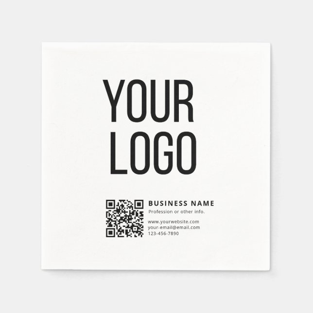 Business Logo & Editable Qr Code Napkin (Front)