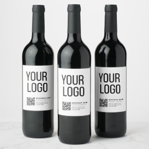 Business Logo & Editable Qr Code Wine Label