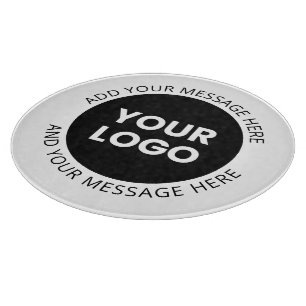 Business Logo & Editable Text  White & Black Cutting Board
