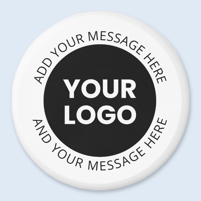 Business Logo & Editable Text  White & Black Magnet (Creator Uploaded)