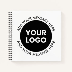 Business Logo & Editable Text  White & Black Notebook