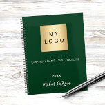 Business logo emerald green name script 2025 planner<br><div class="desc">A stylish,  classic emerald green background.  Personalize and add your business,  company logo,  a text,  year and personal name.  If you want it without text,  use your back-space key to delete.</div>