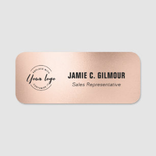 Business logo Employee Custom faux rose gold Name Tag