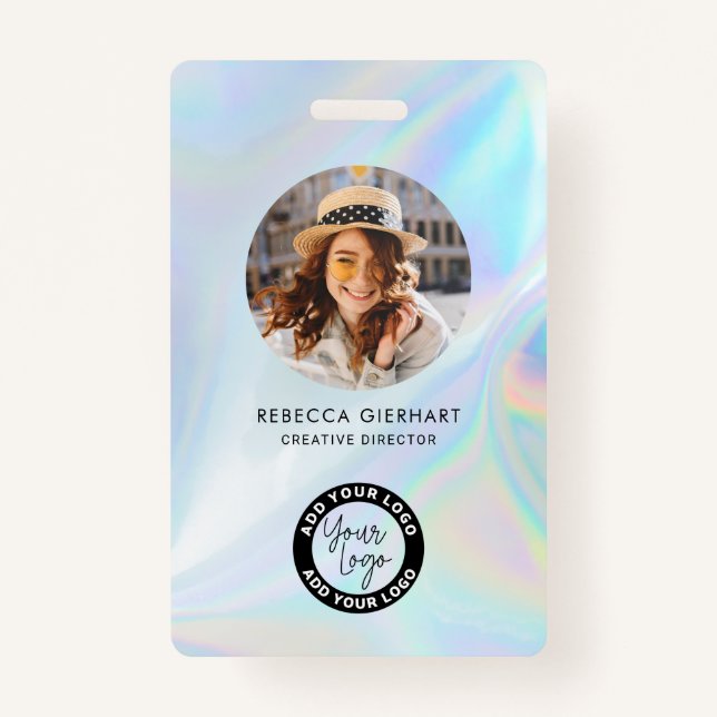 Business Logo Employee Name Photo ID Badge (Front)