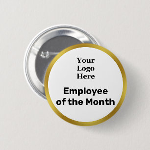 Business Logo Employee of the Month White and Gold 2 Inch Round Button