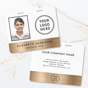Business Logo Employee Photo ID Gold  Badge