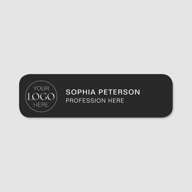 Business Logo Employee Staff Minimal Modern Name Tag (Front)