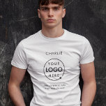 Business Logo Employee Staff Name Company Branded T-Shirt<br><div class="desc">A simple custom business template in a modern minimalist style which can be easily updated with your company logo and staff name and company info. If you need any help personalizing this product,  please contact me using the message button below and I will be happy to help.</div>