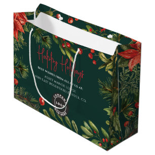 Business Logo Employees Christmas Holiday Custom Large Gift Bag