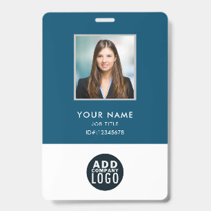 Business Logo Employees Photo with Barcode Custom Badge