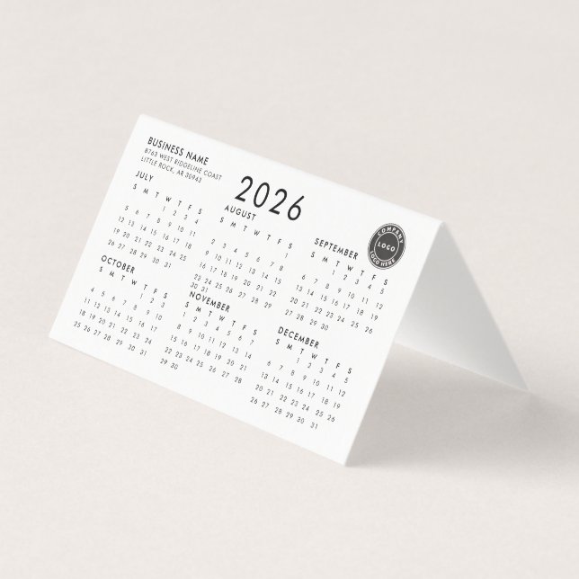 Business Logo Entreprise Employés 2026 Calendrier (Back)
