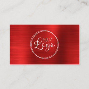 Business Logo Faux Bright Red Ombre Foil Card