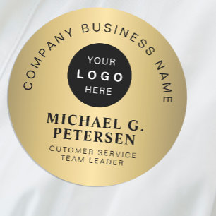 Business logo faux gold company employee name tag