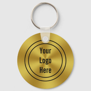 Business Logo Faux Gold Template Keychain
