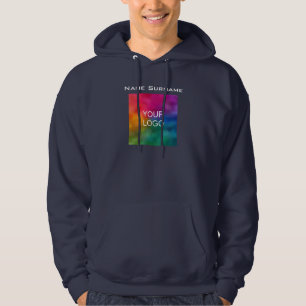 Business Logo Front Design Navy Blue Men's Basic Hoodie