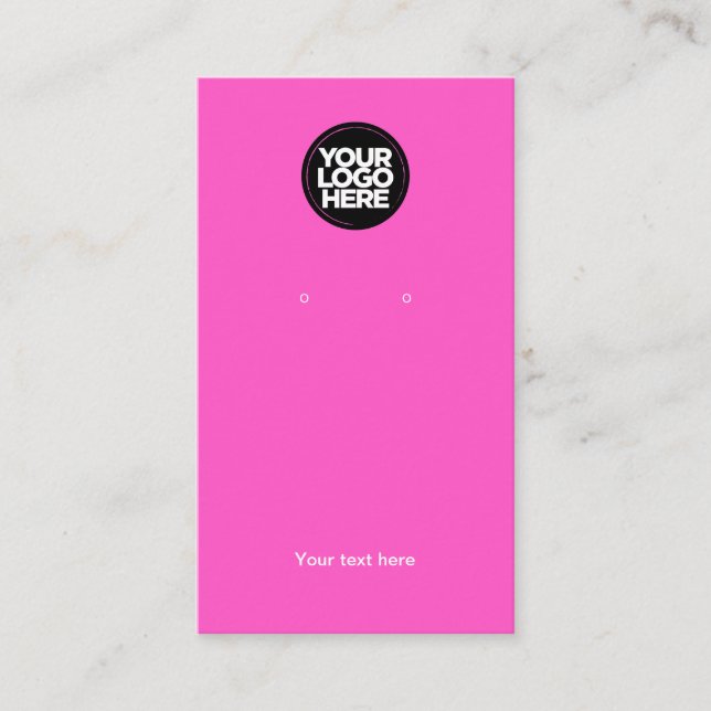 Business Logo Fuchsia Pink Earring Display Card (Front)