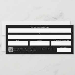 Business Logo Gift Certificate Voucher Black