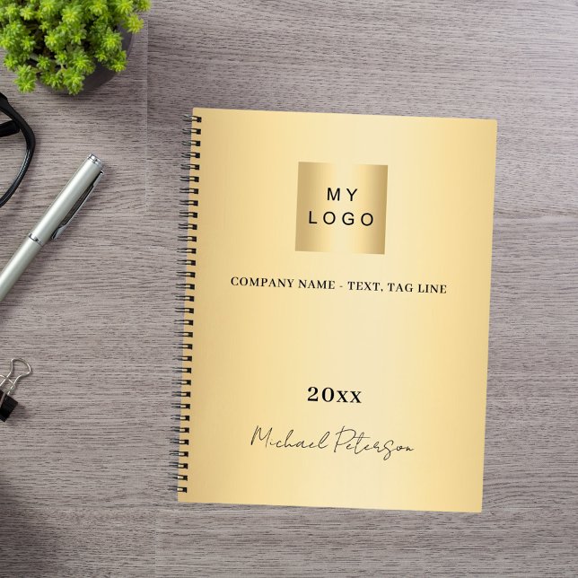 Business logo gold elegant name script notebook (Creator Uploaded)