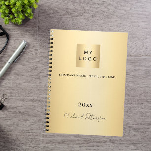 Business logo gold elegant name script notebook
