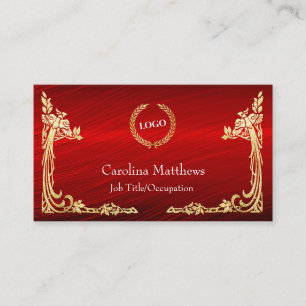 Business Logo Gold Foil Peacock Corner Red Card