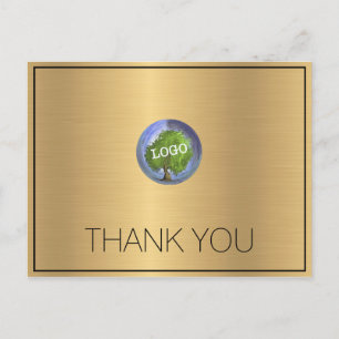 Business Logo Gold Thank You Postcard