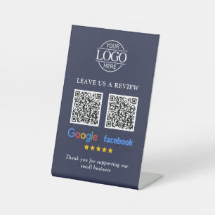 Business Logo Google & Facebook Reviews QR Code Pe Pedestal Sign