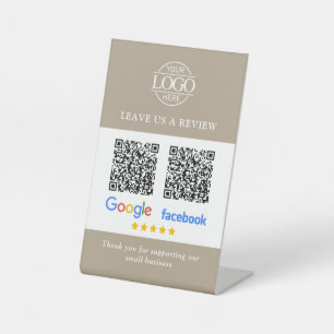 Business Logo Google & Facebook Reviews QR Code Pedestal Sign