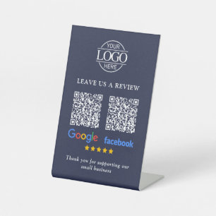 Business Logo Google & Facebook Reviews QR Code Pedestal Sign