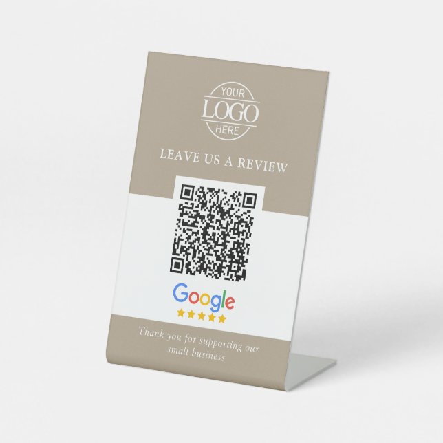 Business Logo Google & Facebook Reviews QR Code Pedestal Sign (Front)
