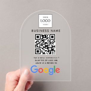 Business Logo Google Reviews website scan  Acrylic Invitations