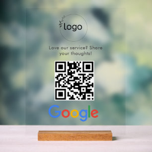 Business Logo Google Reviews website scan Acrylic Sign
