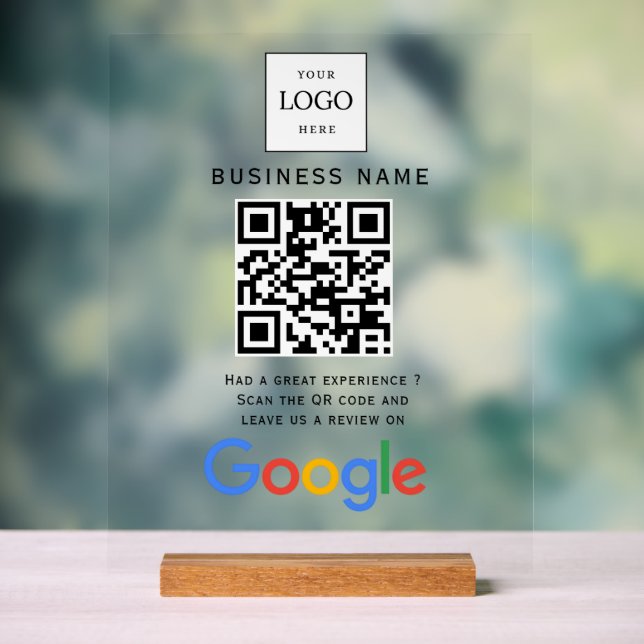 Business Logo Google Reviews website scan  Acrylic Sign (Neutral)