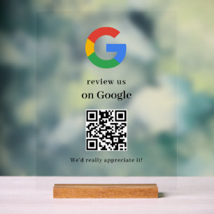 Business Logo Google Reviews website scan  Acrylic Sign