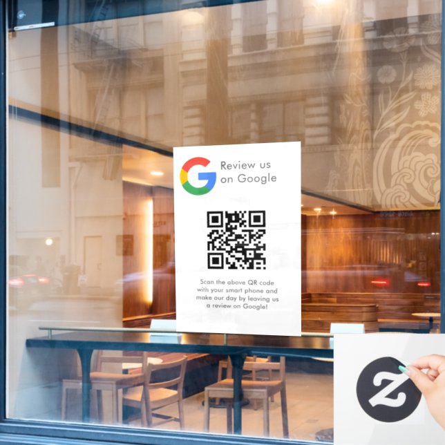 Business Logo Google Reviews website scan  Window Cling (Cafe Window)