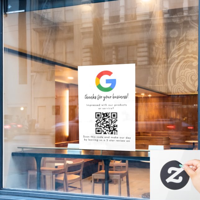 Business Logo Google Reviews website scan  Window Cling (Cafe Window)