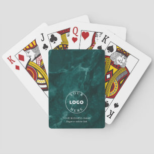 Business Logo Green Marble Corporate Customers Playing Cards