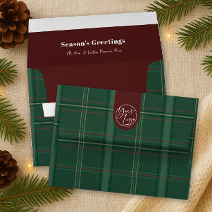 Business Logo Green Plaid Holiday Red Professional Envelope