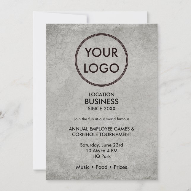 Business Logo Grey Grunge Annual Employee Event Invitation (Front)