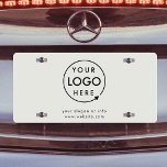 Business Logo Grey Modern Minimalist Professional License Plate<br><div class="desc">A simple custom silver grey business car license plate template in a modern minimalist style which can be easily updated with your company logo and details.</div>