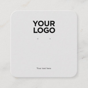 Business Logo Grey Squared Earring Display Card