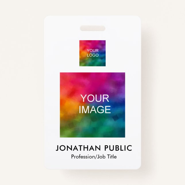 Business Logo Here Employee Photo Name And Title Badge (Front)