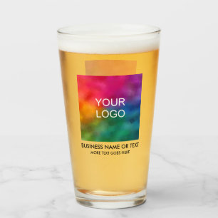 Business Logo Here Template Personalized Beer Glass