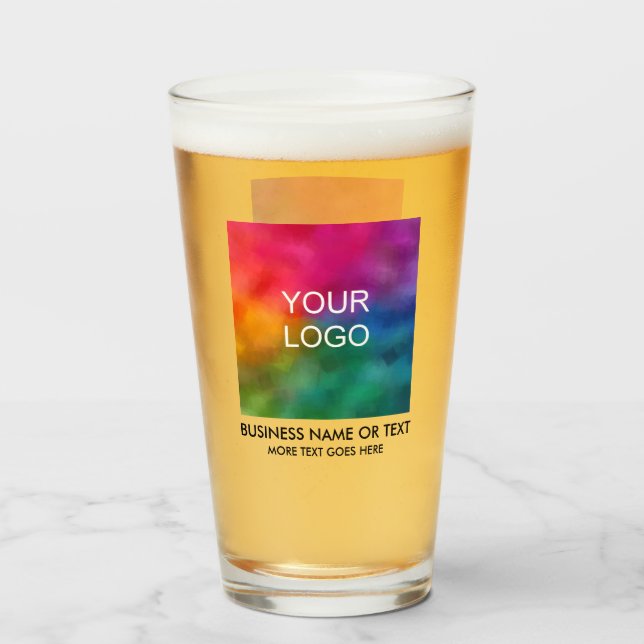 Business Logo Here Template Personalized Beer Glass (Front Filled)