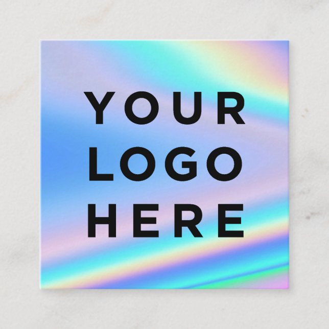 Business Logo Holographic Square Square Business Card (Front)
