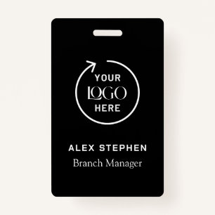 Business Logo ID   Modern Black Employee Staff  Badge