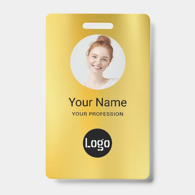 Business Logo ID | Modern Gold Employee Staff ID  Badge (Front)