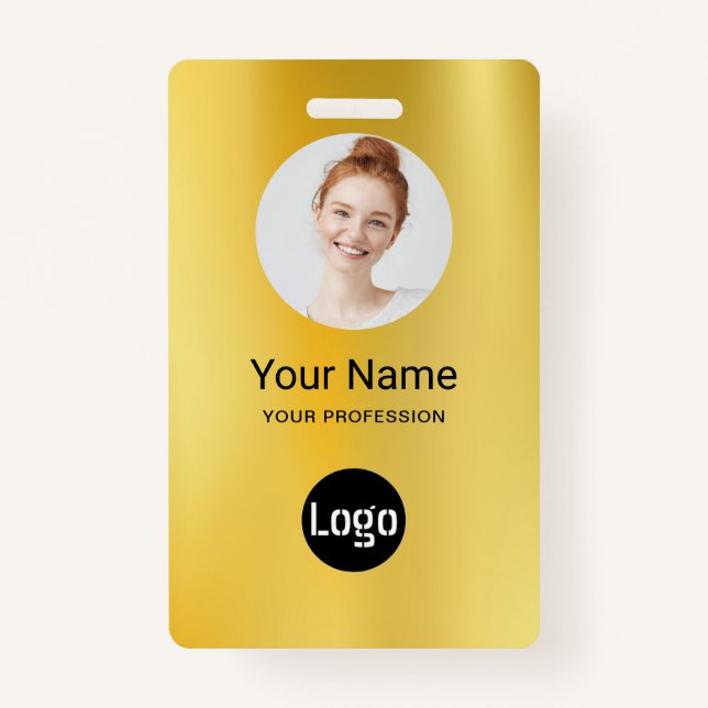 Business Logo ID | Modern Gold Employee Staff ID  Badge (Front)