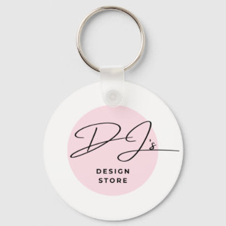 Business Logo Keychain round with a white b/round