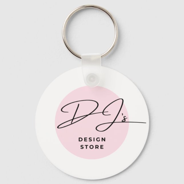 Business Logo Keychain round with a white b/round (Front)