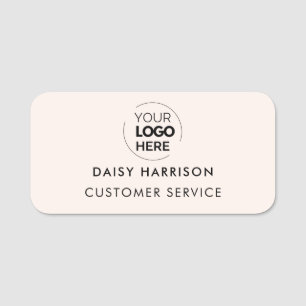 Business Logo Light Pink Modern Employee Staff Name Tag